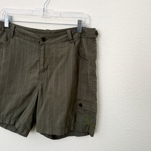 [Marmot] Olive Green Striped Mid Rise Cargo Shorts Outdoor Hiking Cotton Size 8 - Picture 3 of 10